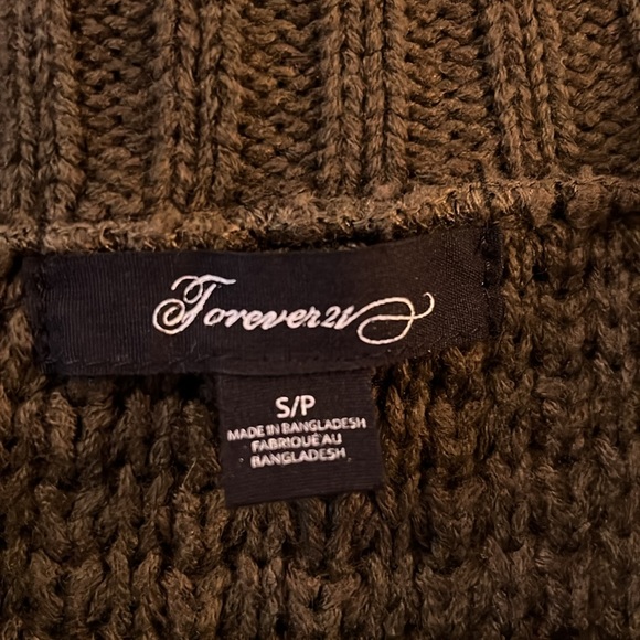 Forever 21 Dark Green Flyaway Knit Short Sleeve Cardigan Shawl S - Picture 2 of 12